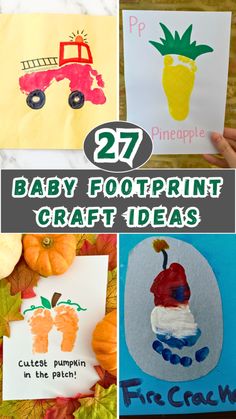 27 baby footprint craft ideas for toddlers to make with paper pumpkins and pineapples