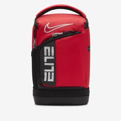 Keep your lunch fresh in this bag which features a main zippered compartment and a smaller bottom compartment, both with food grade PEVA insulation to help keep your food cool or warm. A large front zip pocket helps you keep your meal organized until you're ready to fuel up. Small Lunch Bags, Nike Bag, Red Laptop, Mesh Pouch, Nike Bags, Nike Elite, Travel Bags For Women, Pack Lunch, Lunch Bag