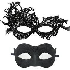 Description: Introducing our halloween eye cover, the perfect accessory to add a touch of mystery and elegance to your costume. Made with high-quality plastic, these eye cover offer a smooth and comfortable fit that won't slip all night long. Drawing inspiration from classic Venetian style, the eye cover exudes sophistication with its simple yet handsome pattern. Each set includes one Venetian style eye patch for men and one cool lace face Venetian eye patch for women, allowing couples to create Black Eye Mask For Costume Party, Black Eye Mask For Halloween, Black Plastic Costume Accessories For Cosplay, Black Eye Mask For Theater Costume Accessories, Black Eye Mask For Theater Costume, Black Eye Mask For Theater, Black Halloween Party Masks, Halloween Cosplay Eye Mask Costume Accessories, Halloween Cosplay Costume Eye Mask