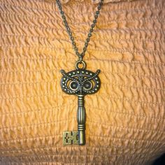 Medium Sized Key Necklace With An Owl Design. Bronzed With A Medium Long Chain. Nwt Gorjana Necklace, Preppy Necklaces, Heart Stone Necklace, Amazonite Necklace, Beaded Tassel Necklace, Sparkle Necklace, Leather Corded Necklace, Rose Quartz Heart, Owl Necklace