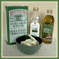 ingredients to make homemade olive oil in a bowl