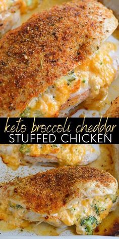 Need Dinner Recipes ? This Keto Broccoli Cheddar Stuffed Chicken is the winner .Its Easy,Delicious,and Fast Broccoli Cheddar Stuffed Chicken, Cheese And Broccoli, Keto Broccoli, Stuffed Chicken Breast, Resep Diet, Keto Diet Food List, Keto Cooking, Keto Recipes Dinner, Broccoli Cheddar