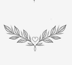 a heart and leaves tattoo design on a white background