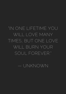 the quote in one life time you will love many times, but one love will burn your soul forever