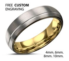 men's wedding band in yellow gold and silver with an 8mm, 10mm,