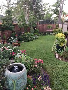 a garden with lots of flowers and plants in it