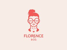 a woman's face with glasses and a bun on her head logo for florence & co