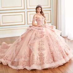 Pink Lace Appliques Quinceanera Dresses Beaded Tiered Ball Gown Corset Sweet 16.  "This pin contains affiliate links, which means I may earn a commission at no cost to you extra for you". 
 #affiliate #advertising" Princesa By Ariana Vara, Blush Pink Quinceanera Dresses, Quinceanera Dresses Damas, Quincenera Dresses, Quinceanera Themes Dresses, Damas Dresses, Fantasy Clothes, Quinceanera Dresses Pink, Dazzling Dress