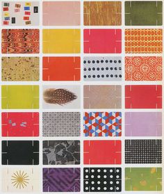 an assortment of different patterns and colors in squares, rectangles, and circles