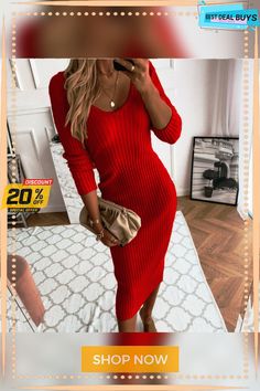 Long Sleeve Pit Strip Dress Winter Bodycon V-neck Dress, Chic Fall Bodycon Dress With V-neck, Fall Bodycon V-neck Dress, Elegant Fall Bodycon Dress For Brunch, Trendy V-neck Bodycon Dress For Fall, Non-stretch Solid Color Winter Bodycon Dress, Winter Non-stretch Solid Color Bodycon Dress, Bodycon Midi Dress With V-neck In Solid Color, Bodycon V-neck Midi Dress In Solid Color