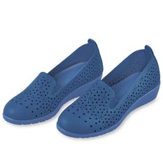 Easy To Slip On And Off, These Stylish Shoes Are Sure To Become A Favorite. Comfortable And Supportive, They Feature Uppers That Stretch For A Custom Fit, A Fashionable Laser Cut-Out Design And Cushioned Insoles. Available In Two Versatile Colors, They Have Flexible, Lightweight And Skid-Resistant Soles. Polyurethane; Imported. Choose: Red Or Navy. Available In: Women's Shoe Sizes: 6, 7, 8, 9, 10 Or 11. (Half Sizes Order Next Size Up). Non-slip Slip-on Synthetic Walking Shoes, Blue Non-slip Walking Shoes With Round Toe, Non-slip Synthetic Closed Toe Walking Shoes, Non-slip Synthetic Walking Shoes With Flat Heel, Comfortable Blue Slip-ons With Round Toe, Blue Slip-resistant Walking Shoes With Round Toe, Spring Synthetic Non-slip Walking Shoes, Comfortable Blue Synthetic Slip-ons, Peep Toe Wedge Sandals