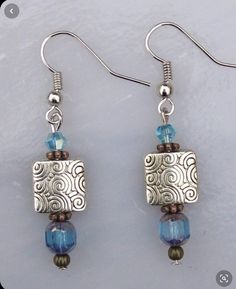 Marble Earrings, Earrings Diy, Fashion Jewelry Sets, Homemade Jewelry, Glass Earrings, Blue Earrings