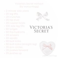 the victoria's secret recipe is shown in white with pink ribbon and bow on it