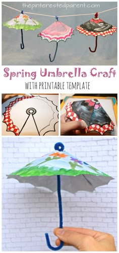 the umbrella craft is made with paper and yarn