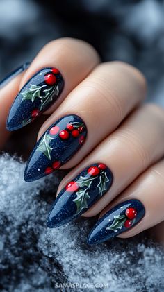 Bring a cool and festive vibe to your holiday style with 21+ blue Christmas nail ideas. From icy blue tones with shimmering silver accents to deep navy designs adorned with snowflakes and stars, these nails are perfect for winter celebrations. Try elegant ombré effects, glittery tips, or frosty patterns to capture the magic of the season. #BlueChristmasNails #HolidayNailInspo #FestiveNailArt2024 Starry Nails Night Skies, Jewish Nail Art, Aurora Borealis Nail Art, Apres Ski Nails, Holiday Cat Eye Nails, Edgy Winter Nails, Christmas Ombre Nails, Winter Solstice Nails