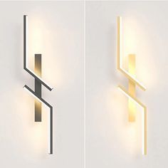 two wall lights that are next to each other