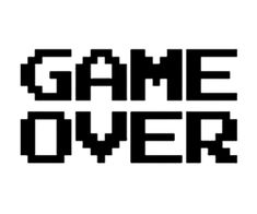 the words game over are black and white