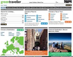 the greentraveler website is shown with several different locations and destinations on it