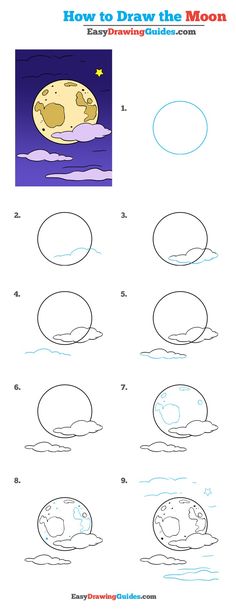 how to draw the moon step by step instructions for kids and beginners with pictures