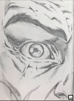 a drawing of a man's face with an eyeball in the middle of it