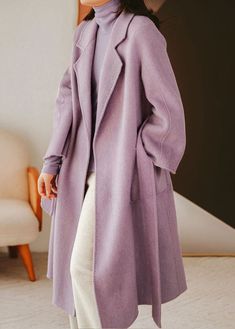 Woolen Coat Winter, Mode Mantel, Lavender Silk, Coat Winter, Woolen Coat, Moda Vintage, Silk Wool, Mode Inspiration