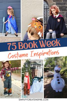 children's book week costumes with text overlay that reads 75 book week costume inspirations