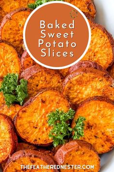 Baked Sweet Potato Slices are the perfect side dish for your holiday meal or an after-school snack. Baked sliced sweet potatoes are thinly sliced and baked until they are golden brown and tender. Baked Sweet Potato Slices, Savory Sweet Potato Recipes, Sweet Potato Rounds, Sweet Potato Oven, Potato Rounds, Sweet Potato Side Dish, Sweet Potato Sides, Oven Roasted Sweet Potatoes, Sweet Potato Thanksgiving