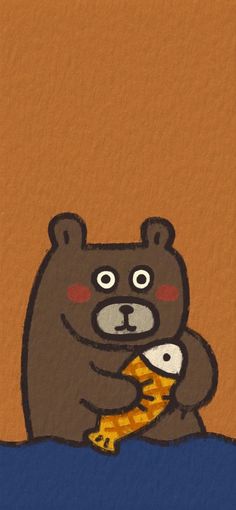 a drawing of a bear holding a piece of food