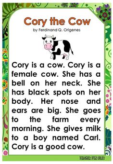 an animal poem with the words cow on it