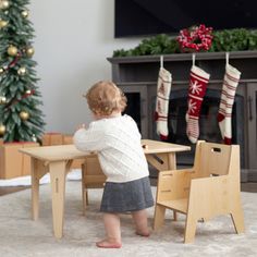 Toddler with Table and Chair Set Montessori Weaning Table, Montessori Table And Chair, Weaning Table, Montessori Table, Stages Of Growth, Natural Chair, Toddler Table And Chairs, Toddler Table, Feature Chair