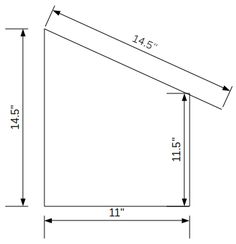 a drawing of the top section of a building with measurements for each side and bottom part