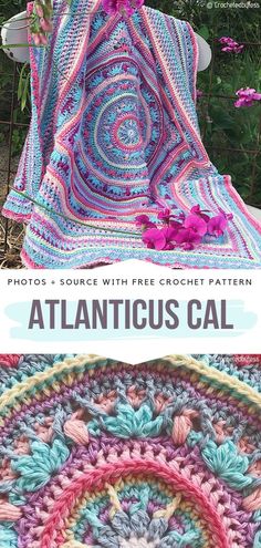 a crocheted blanket that has been made to look like it is in the ocean