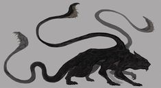 an animal that is black and has long, curved tail like claws on it's head