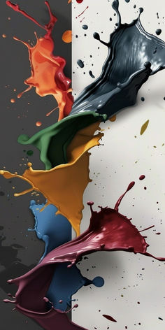 three different colored liquid splashing on top of each other in the same color scheme