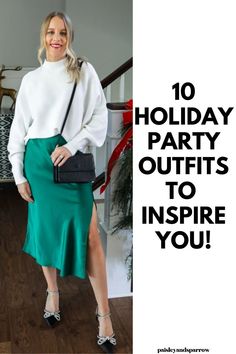 Here are 10 festive holiday outfits that you can wear to any Christmas or New Years party! These are perfect for any style - fancy to leggings! Holiday Party Skirt Outfit, Womens Holiday Outfits, Holiday Brunch Outfit, Holiday Party Outfit Casual, Casual Holiday Party, Festive Attire