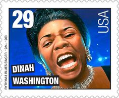 a postage stamp with an image of a woman singing