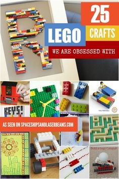 the cover of 25 lego crafts we are obsesed with as seen on spaceships and dreams com