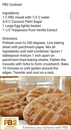 the recipe for cookies is shown with instructions