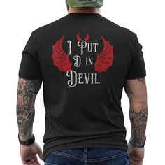 Shop I Put The D In Devil Halloween Matching Couple Men's T Shirt Back Print. Available on many styles, sizes, and colors. Devil Halloween, T Shirt Back Print, Shirt Back Print, Matching Couples, Halloween Funny, Costume Ideas, Halloween Costume