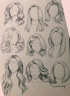 a drawing of different types of wigs