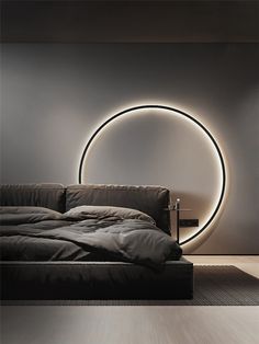 Minimalistischer LED Ring Creative Bedroom Designs, Nordic Room Decor, Over The Bed Wall Decor, Foyer Wall, Nordic Room, Golden Lamps, Wall Lamps Living Room, Bedroom Foyer, Living Room Background