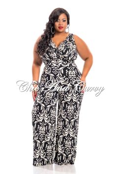 New Arrival  New Plus Size Jumpsuit Black and White Stroll Print  http://www.chicandcurvy.com/newarrivals/product/10508-new-plus-size-jumpsuit-black-white-stroll-print-1x-2x-3x Plus Size Store, Baked Cabbage, Plus Size Stores, Classy Jumpsuit, Womens Dress Coats, Diva Dress, Plus Size Fashion Tips, Curvy Style, One Friend