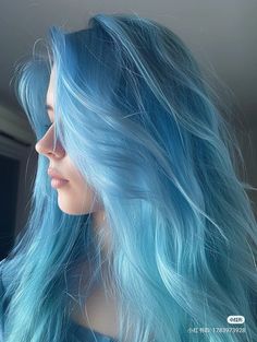 Tips Of Hair Dyed Blue, Bubblegum Blue Hair, Cerulean Blue Hair, Light Blue Streaks In Brown Hair, Blue Hair No Bleach, Bluish Purple Hair, Cyan Blue Hair, Baby Blue Hair Color, Light Blue Hair Aesthetic