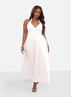 Isabella Halter Skater Maxi Dress – REBDOLLS Skater Maxi Dress, Free Label, Dress Home, Top Collection, Heavy Weight, Maxi Dress, Fashion Outfits, White, Clothes