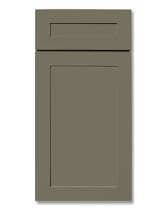 a gray kitchen cabinet door on a white background