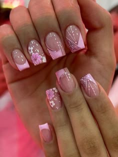 Multicolor  Collar   Colorblock,Plants Color Nails Embellished   Nail,Hand & Foot Care Birthday Nail Designs, Birthday Nail, Acrylic Nail Set, Girly Acrylic, Nails Coffin Short, Short Square Nails, Fake Nails With Glue, Girly Acrylic Nails, Valentine Nails