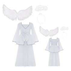 a white dress with angel wings attached to it