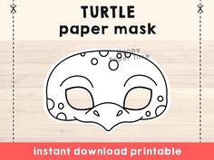 a printable turtle paper mask for kids to color and cut out with the text, instant