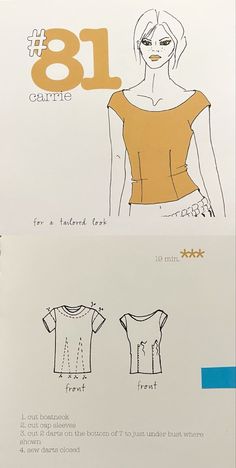 the front and back of a sewing pattern for a women's top with short sleeves