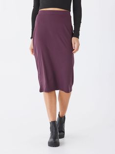 Marla Luxe Rib Midi Skirt Threads 4 Thought Casual Viscose Maxi Skirt With Lining, Comfortable Versatile Midi Skirt, Casual Viscose Lined Maxi Skirt, Versatile Midi Length Relaxed Skirt, Versatile Midi Skirt With Elastic Waistband, Fall Midi Length Relaxed Pencil Skirt, Versatile Midi Skirt, Versatile Solid Midi Skirt, Versatile Flowy Skirt For Fall